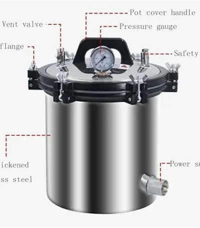 Stainless steel autoclave sterilizer with pressure gauge