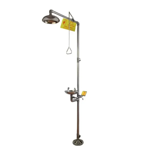 Stainless steel emergency safety shower with eyewash station