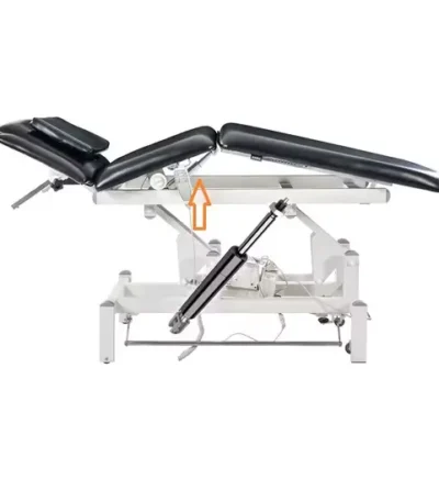 Adjustable electric surgical operating table with black padding