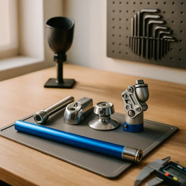 Above-knee four-bar prosthetic kit with knee joint, pyramid adapter, pylon tube and hardware